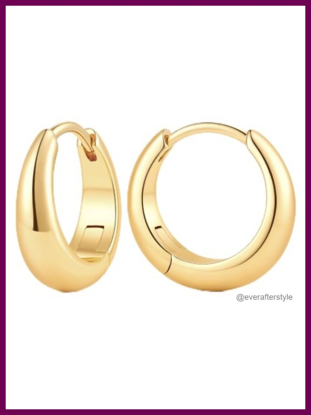 14K Gold Plated Chunky Hoop Earrings for Women Crescent Shape